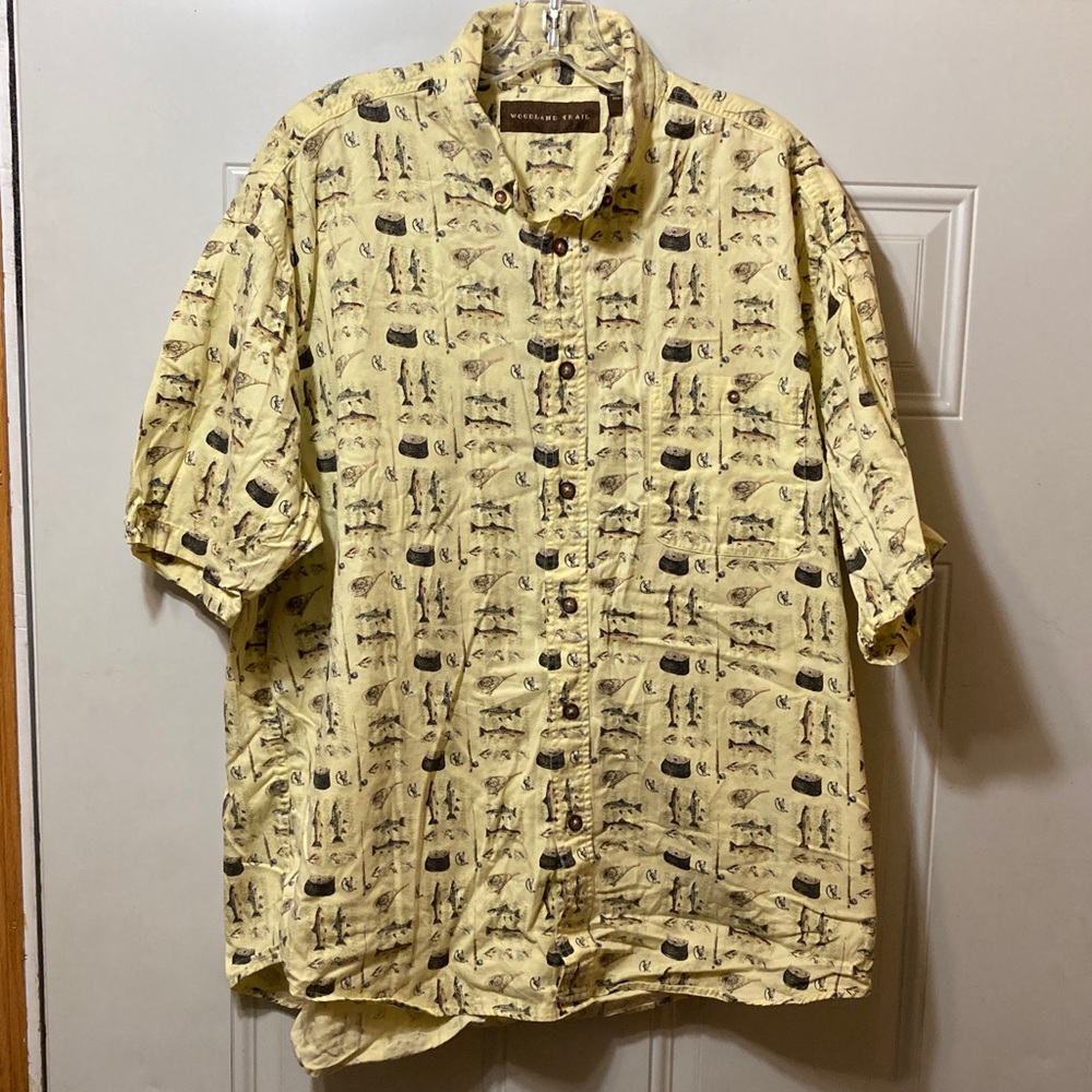 Yellow Novelty Print Men's Shirt XL